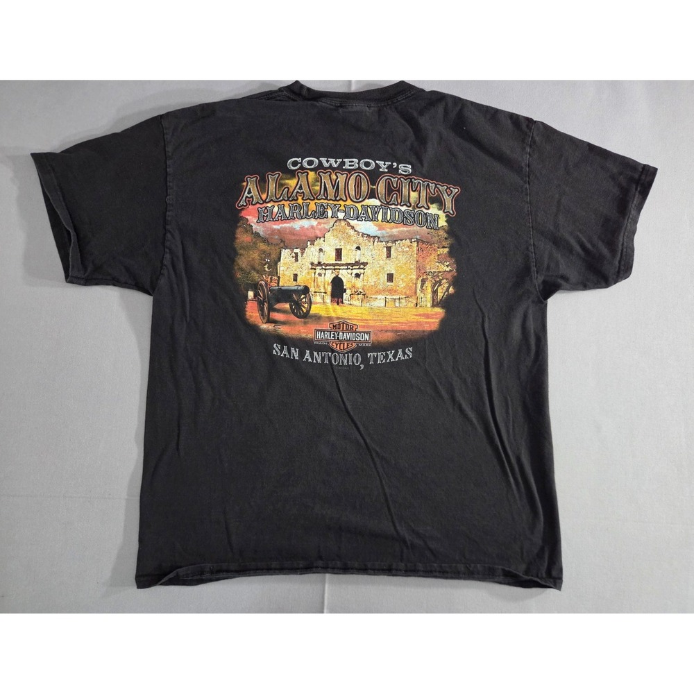 Harley Davidson Shirt Mens Extra Large Black San Antonio Texas Alamo City Cowboy